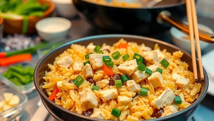 Stekt ris med kyckling hemma